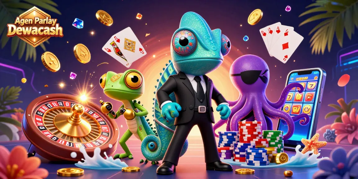 Bet on Agen Parlay Dewacash with this vibrant 3D casino scene featuring engaging characters and action.