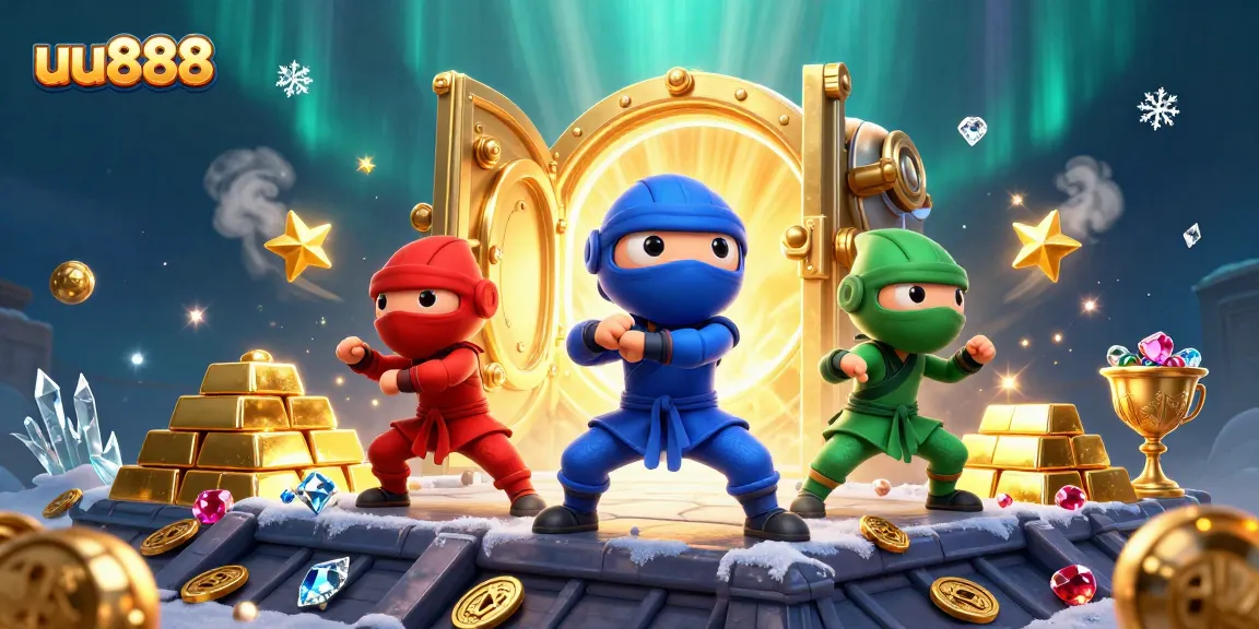 Unleash excitement with uu888 as ninja chameleons showcase their skills in a vibrant casino backdrop.