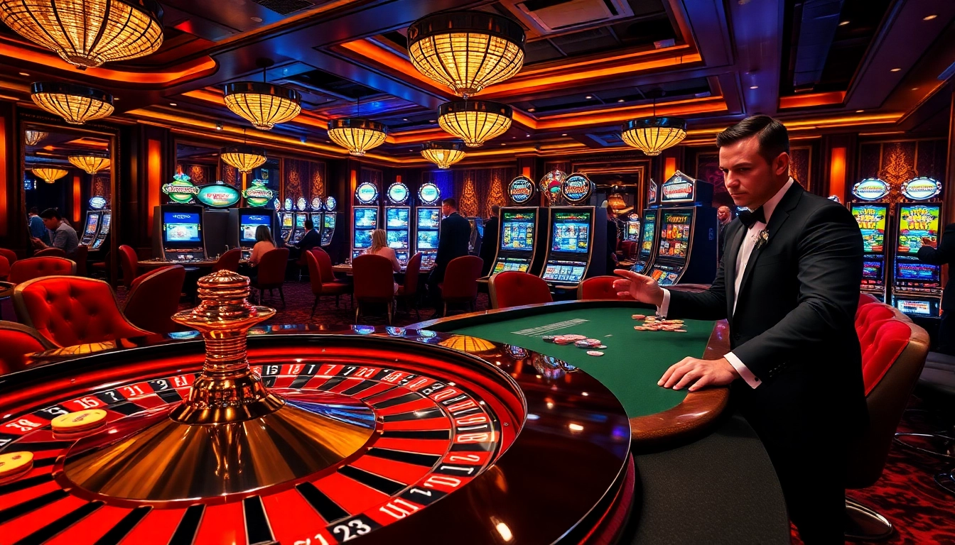 Players enjoying a thrilling casino experience at bk8th, engaging in roulette and slot machines.