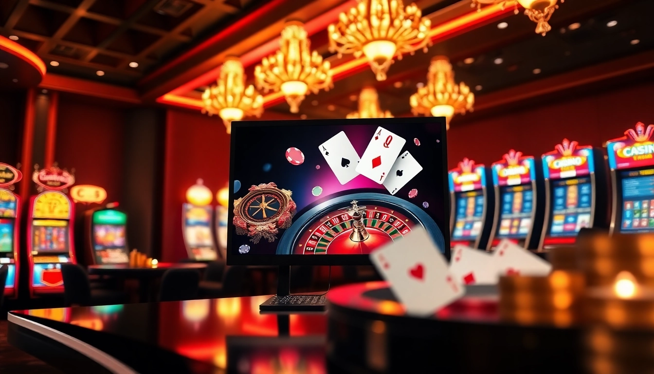 Engaging visual of Link Vào Nhà Cái 68VIP with vibrant casino elements highlighting a thrilling gambling experience.