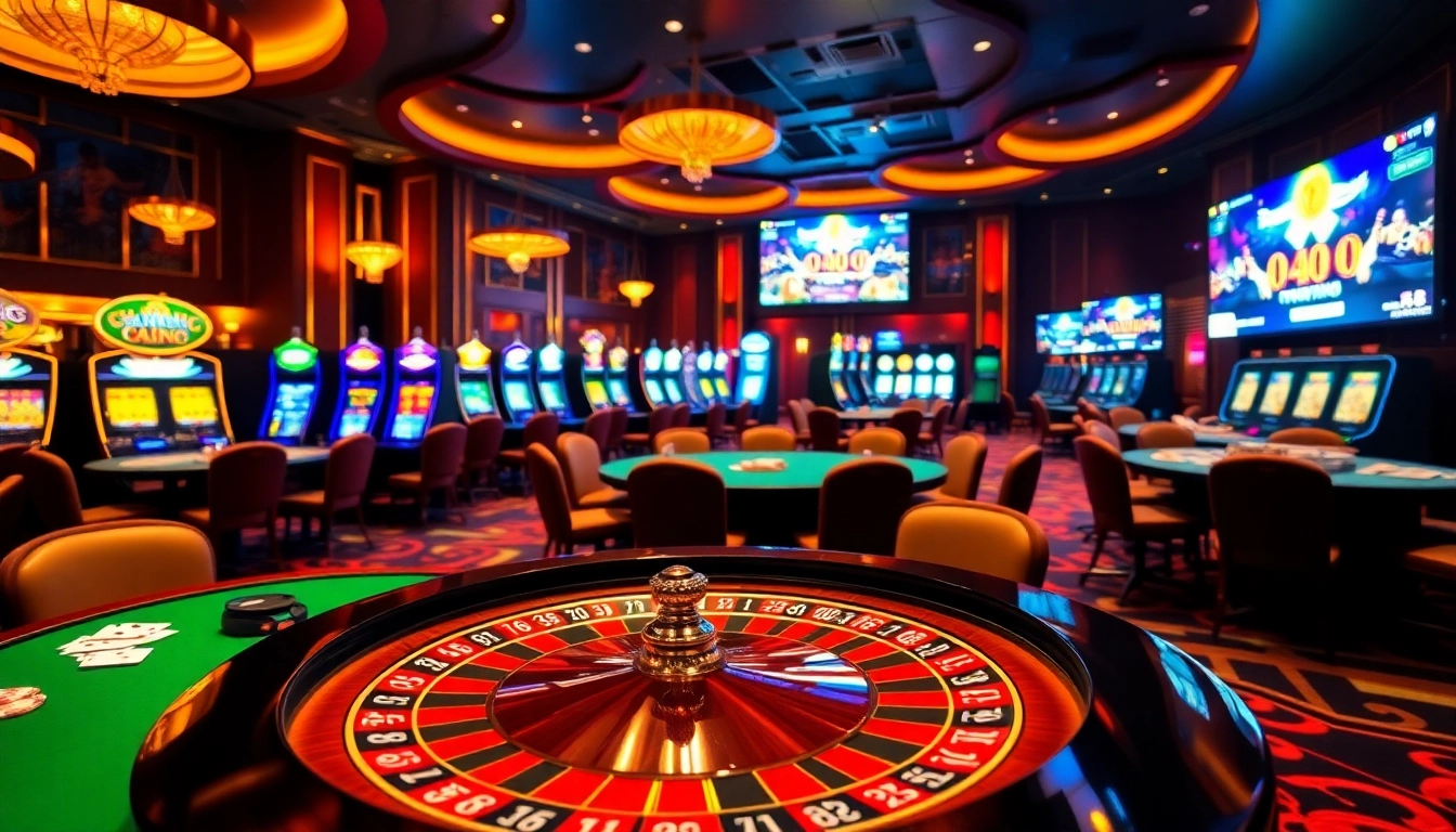 Experience the thrill of gambling at 222bd one with a lively casino scene featuring roulette and slot machines.