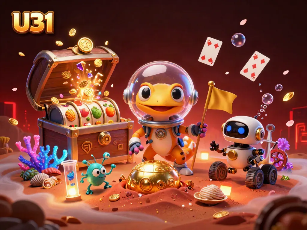Experience U31's thrilling slot adventure with vibrant characters and stunning casino elements.
