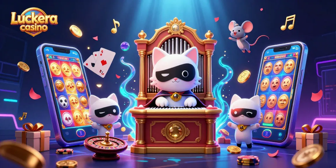 Experience the thrill of gaming at Luckera casino with captivating characters and vibrant casino elements.