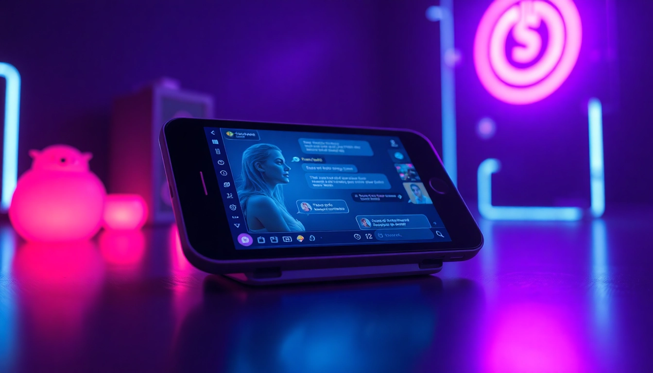 Interactive device showcasing a vibrant AI character for free ai sex chat.