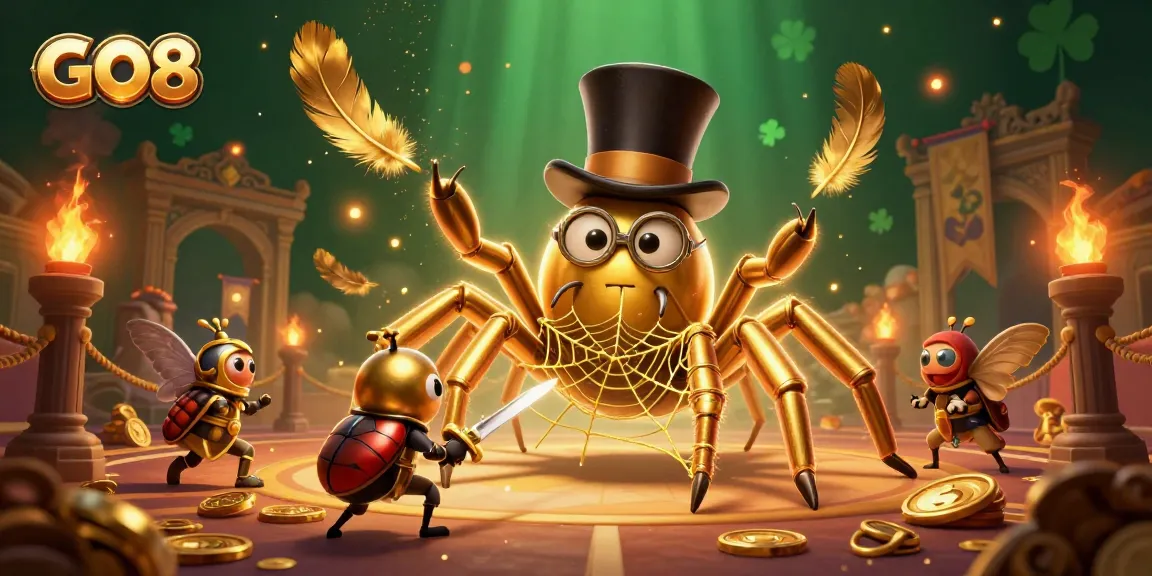 Experience the thrilling casino adventure with GO8 as a golden tarantula spins a web of fortune.