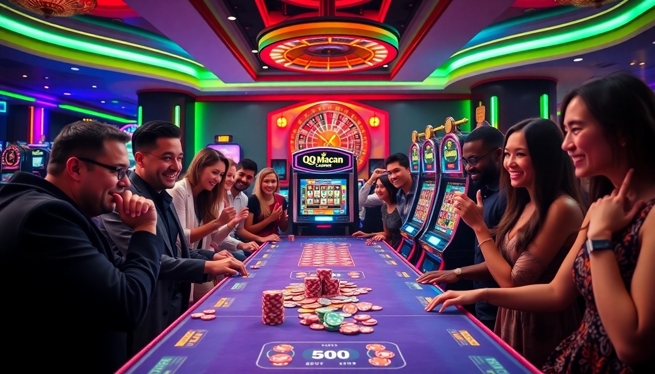 Engage in thrilling gameplay at QQMacan's premium slot machines with exciting graphics and dynamic lighting.