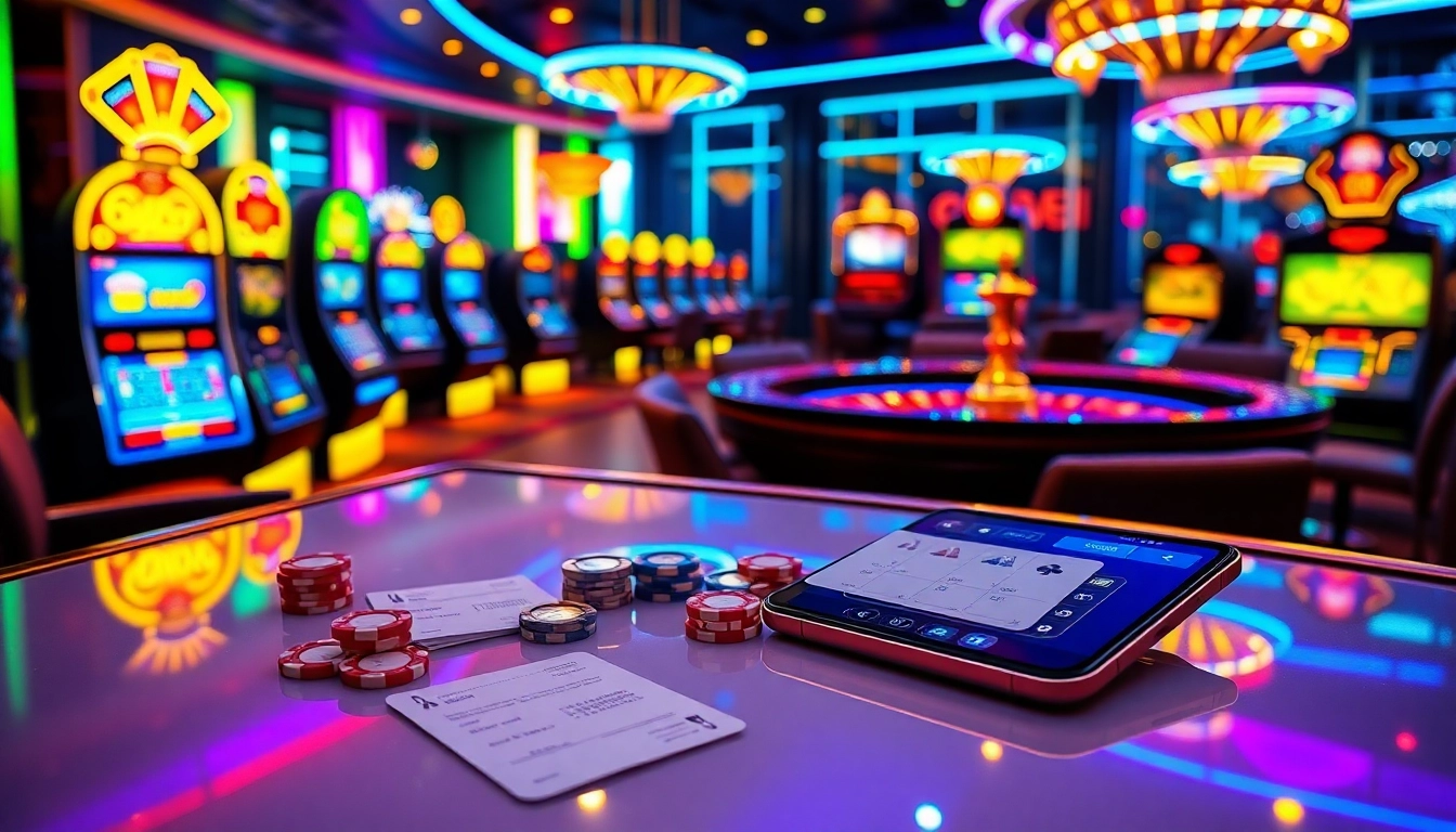Engaging atmosphere of a casino with vibrant elements highlighting mm88 com and gaming excitement.
