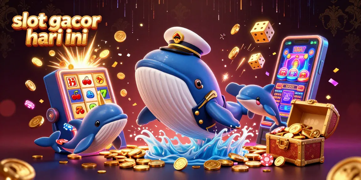 Berinteraksi dengan slot gacor hari ini, menampilkan paus 3D yang cerah dan elemen kasino yang hidup.