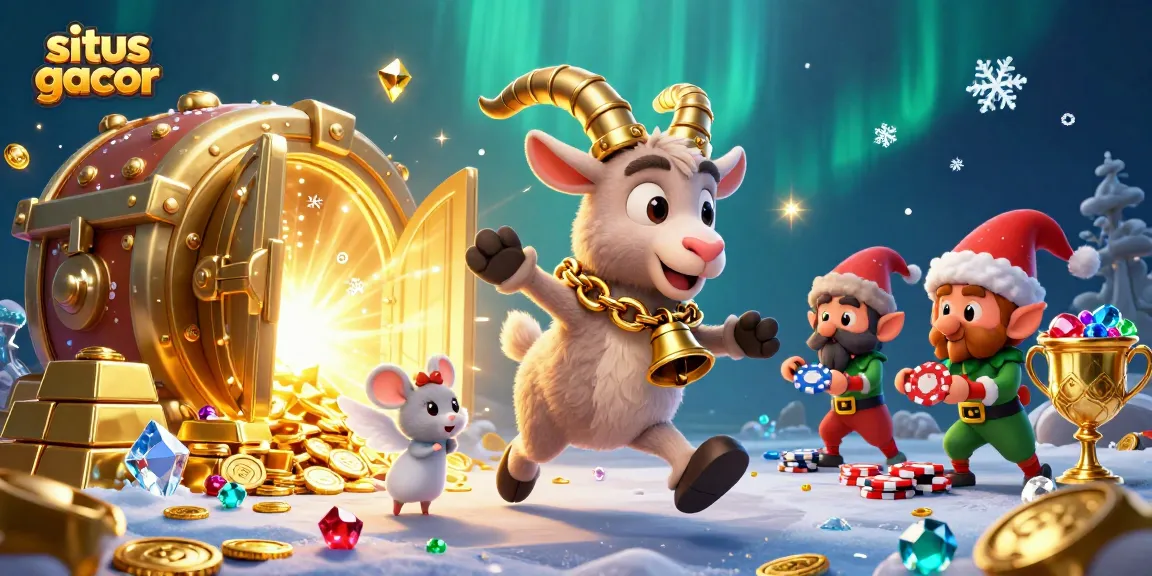 Experience situs gacor chaos with a festive Krampus goat running a holiday casino scene.