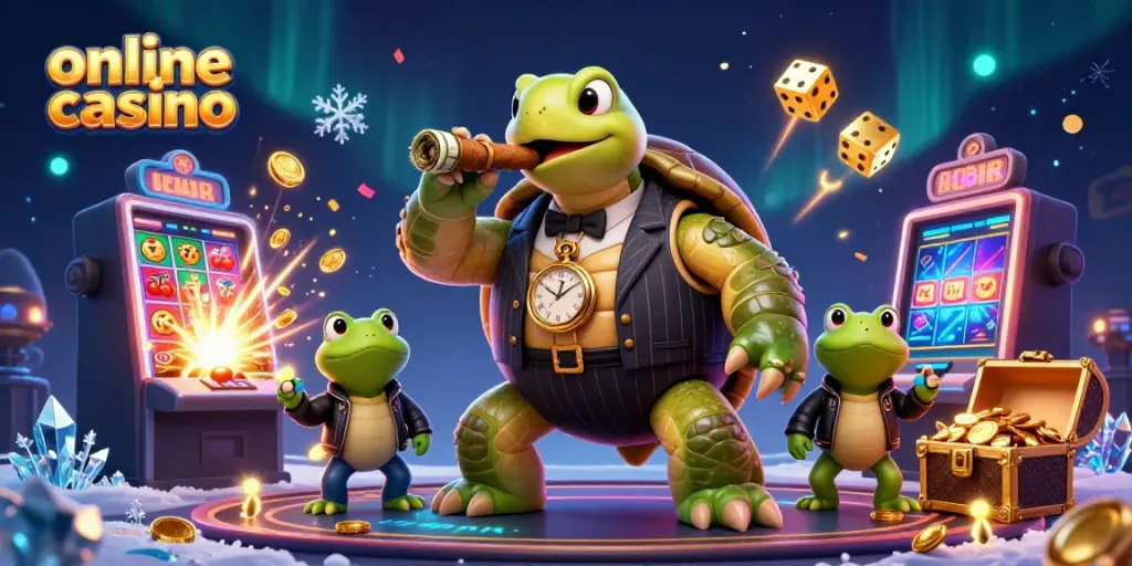 Experience the excitement of an online casino with vibrant characters, games, and rich graphics.