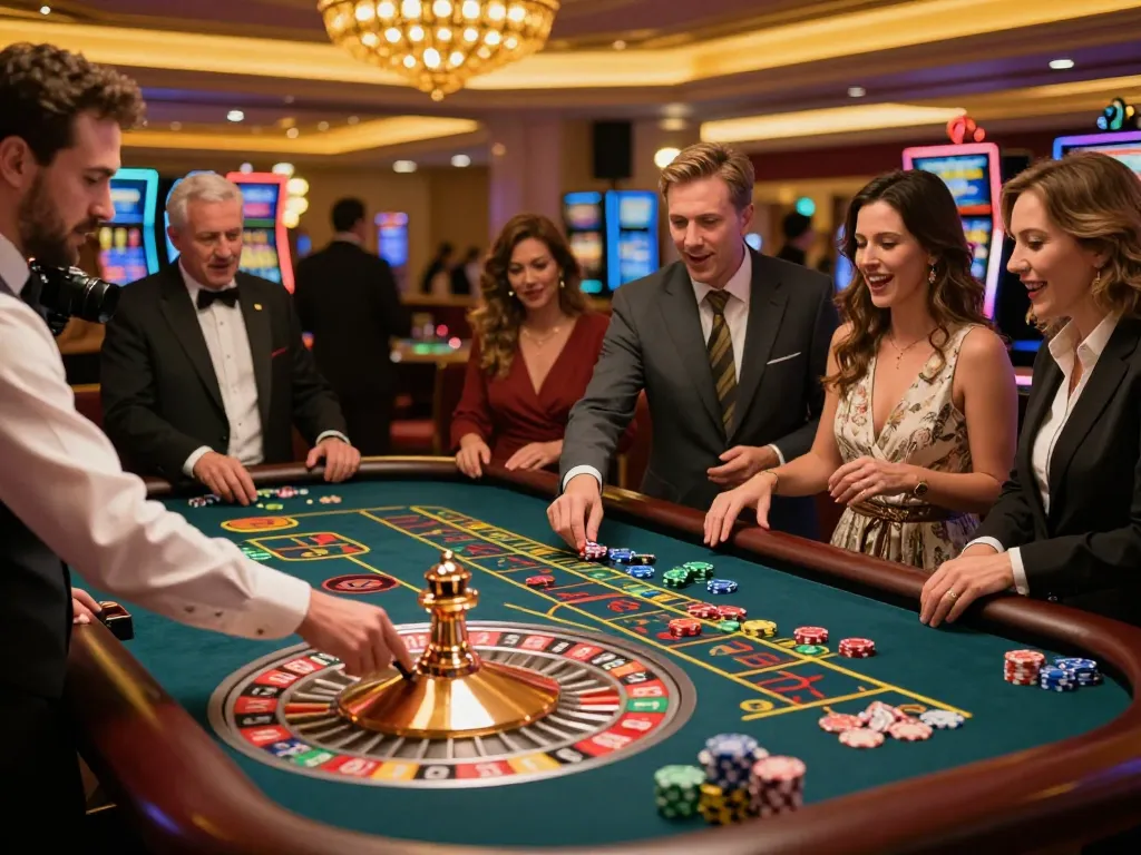 Keluaran togel hongkong singapore ditampilkan saat pemain dengan serius memasang taruhan di meja roulette mewah di sebuah kasino yang ramai.