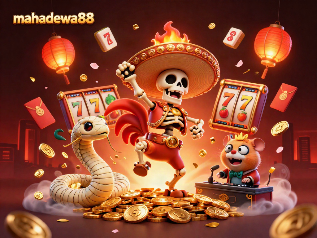 Experience the thrilling casino excitement with mahadewa88 featuring festive characters and vibrant gaming elements.