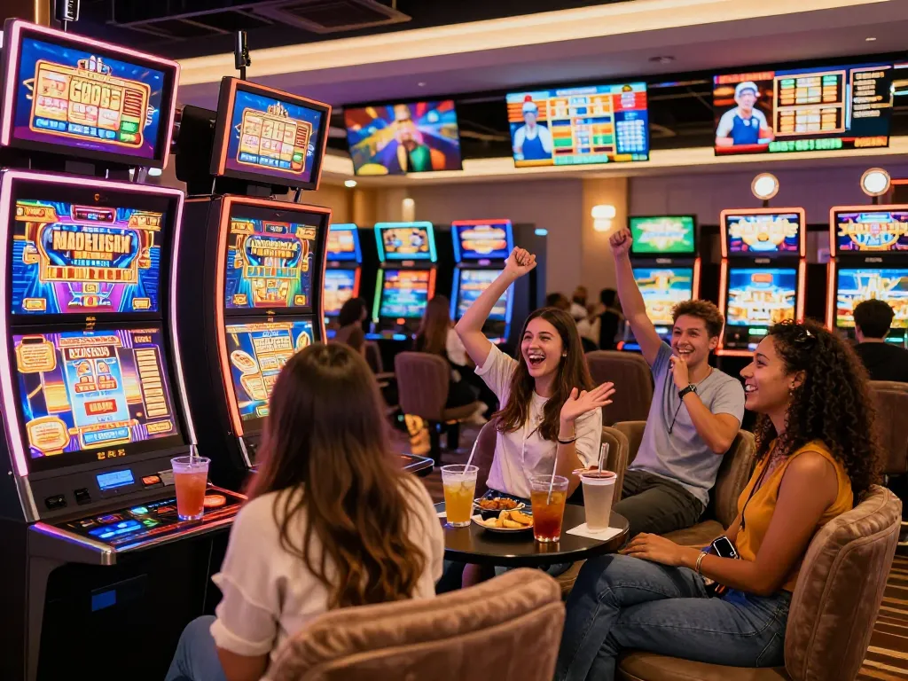 Exciting slot gaming experience at a situs gacor casino with friends.