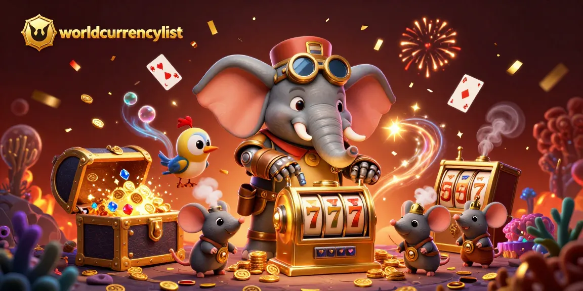 Spin for jackpot excitement with worldcurrencylist’s vibrant casino scene featuring a steampunk elephant engineer.