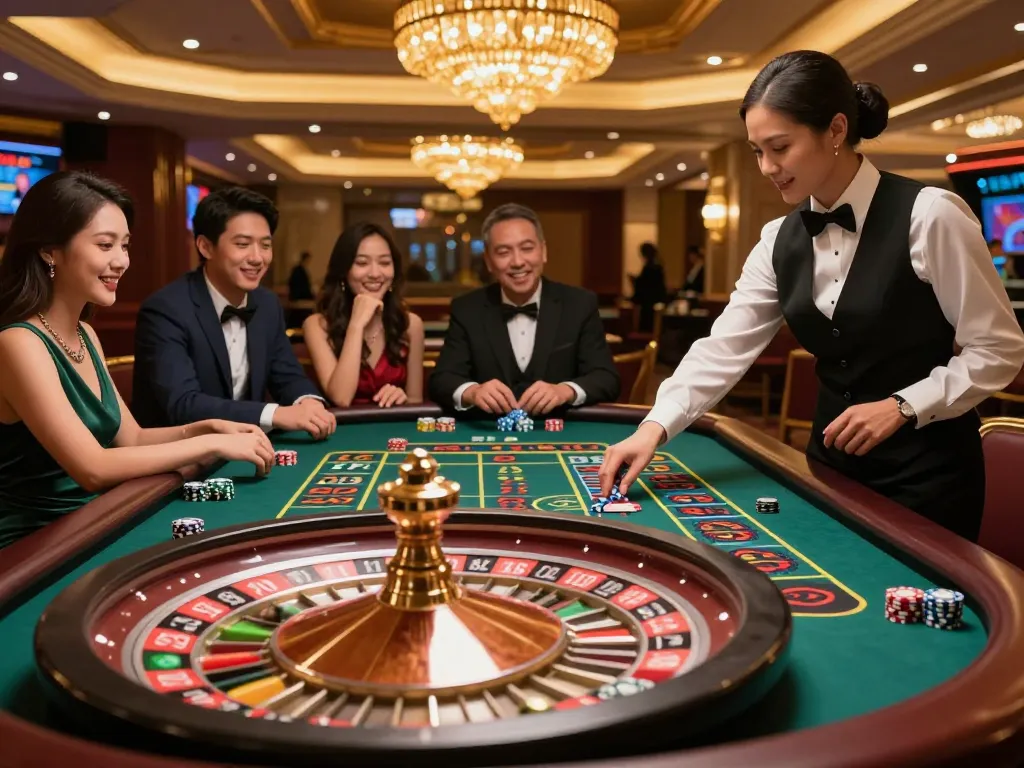 Action-packed roulette gameplay scene at SC88 Casino with players eagerly placing bets.