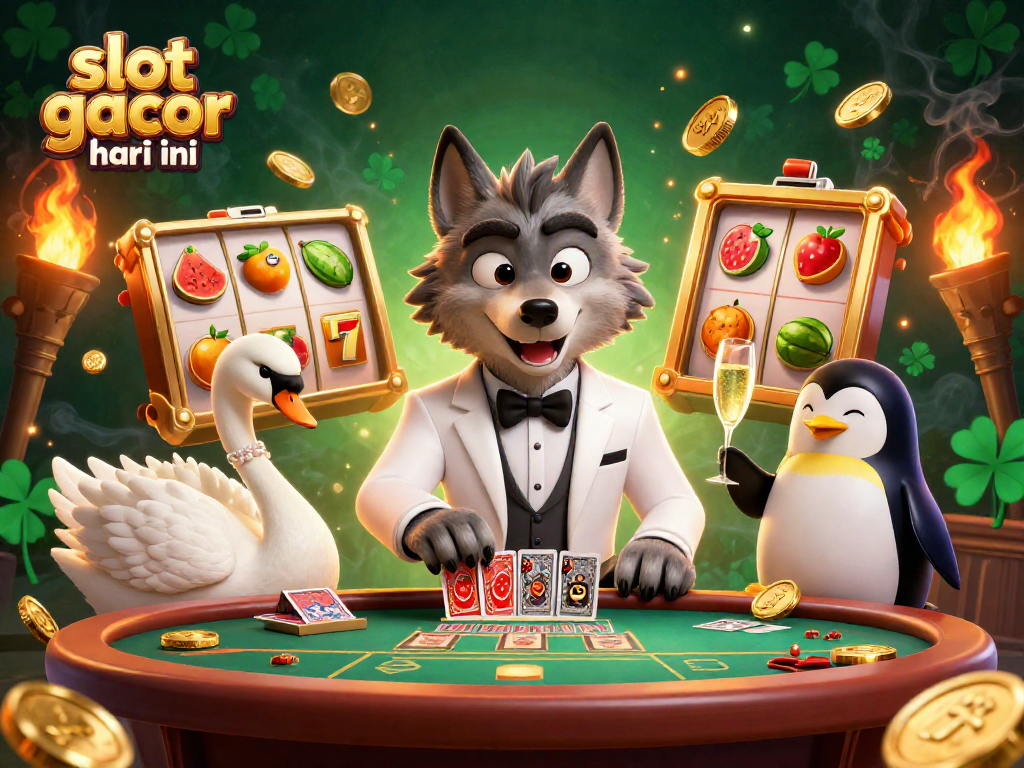 Spin the reels and win at slot gacor hari ini with an exciting 3D casino scene illustration.