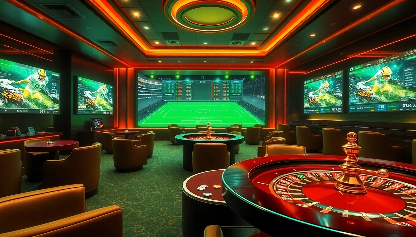 Engaging sports betting scene showcasing เทคนิคแทงบอล strategies in a luxurious lounge environment.