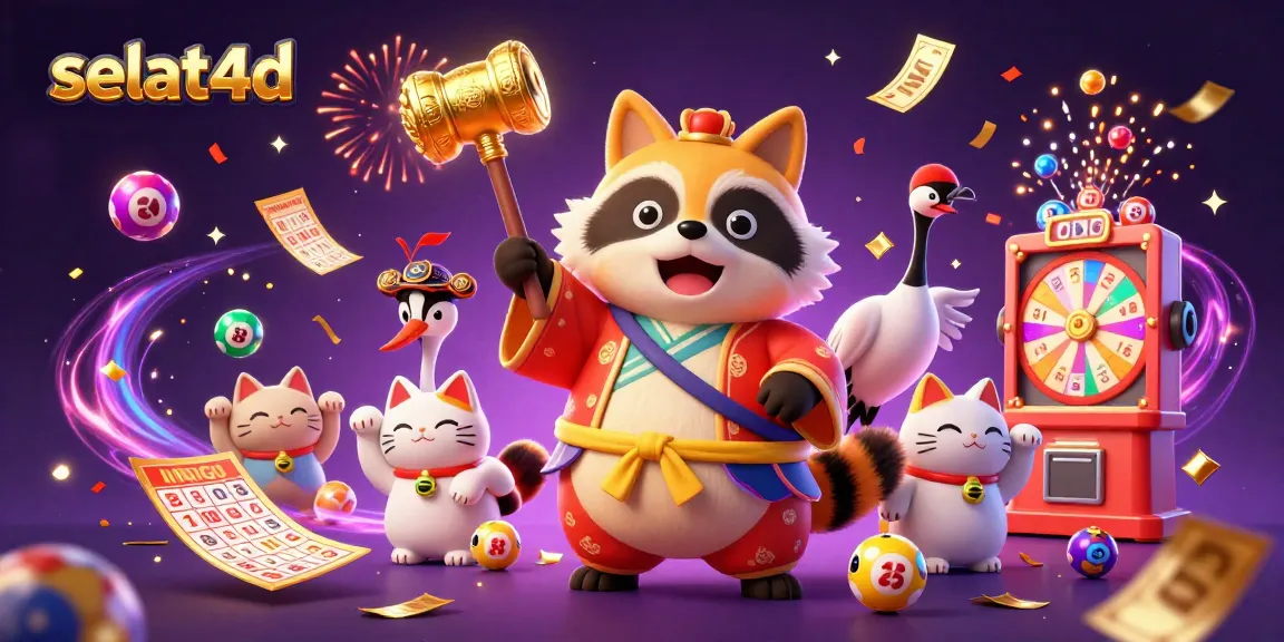 Experience excitement at selat4d with cheerful tanuki and vibrant lottery elements in a lively celebration.