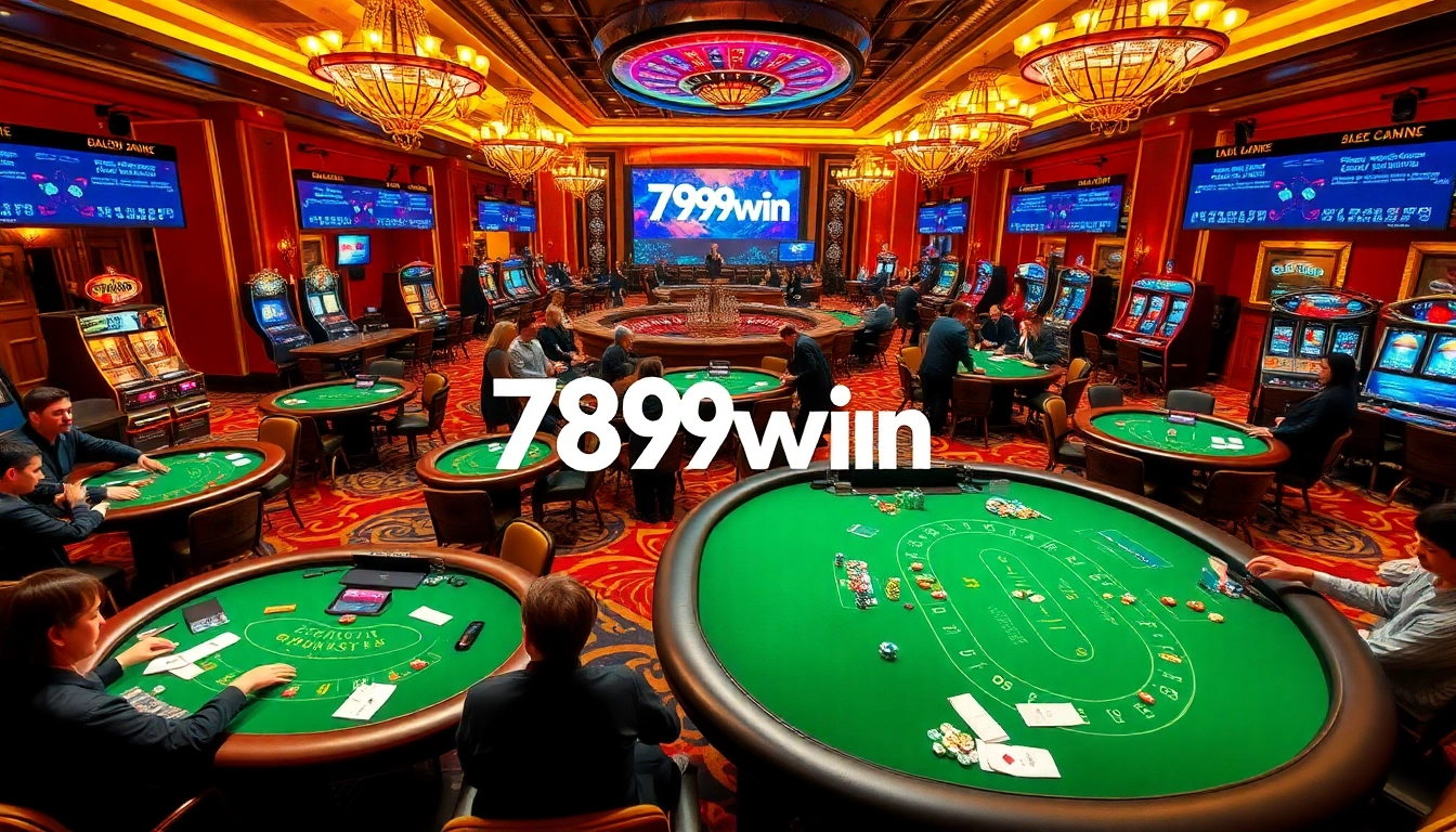 Players engaging in thrilling casino games at 789win, featuring poker chips and roulette wheels.