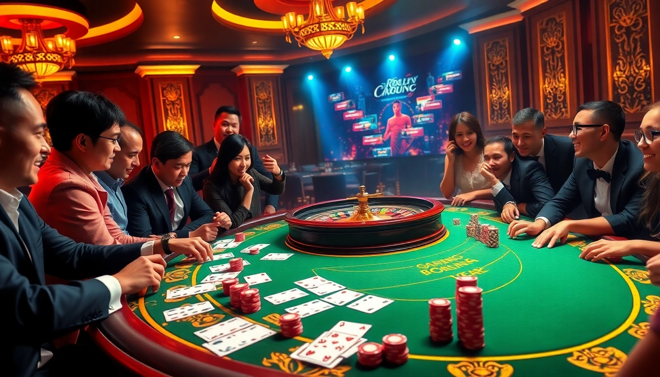 This image illustrates a vibrant casino scene featuring poker at https://xx88.vin/, highlighting excitement and strategic gameplay.