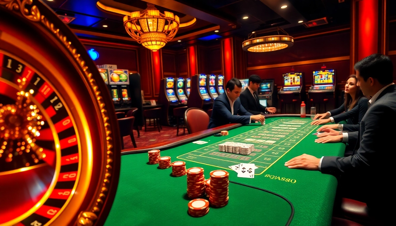 Players at an 88i casino table engaging in high-stakes poker under luxurious lighting.