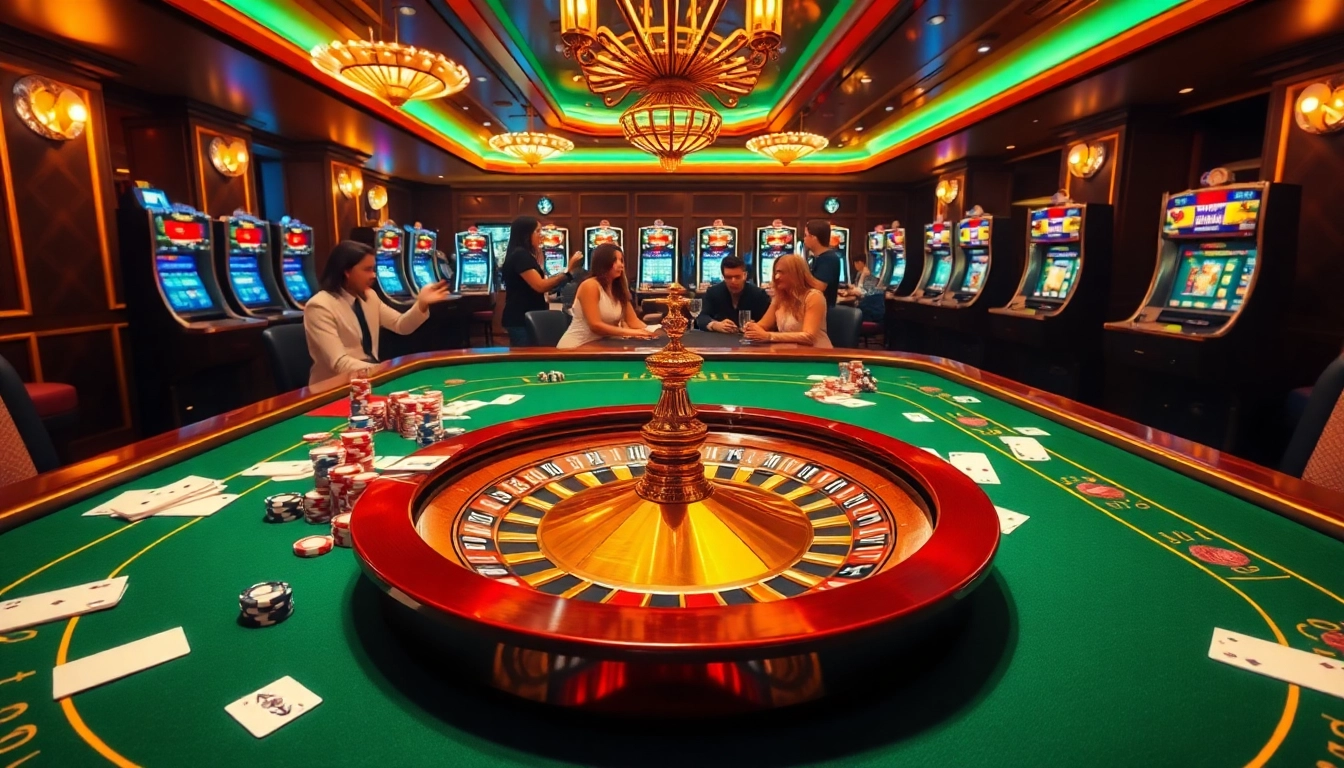 Mu88 casino players celebrating a win at an elegant roulette wheel