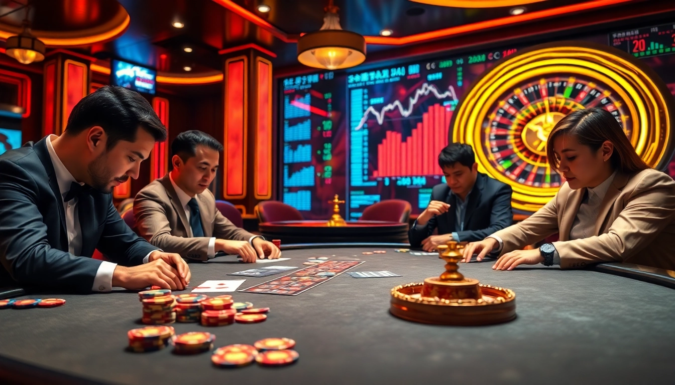 Engaging gamblers with data china statistics at a vibrant casino poker table.
