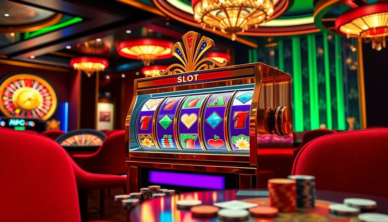 Experience thrilling wins at the slot apiraja88 machine in an upscale casino setting.