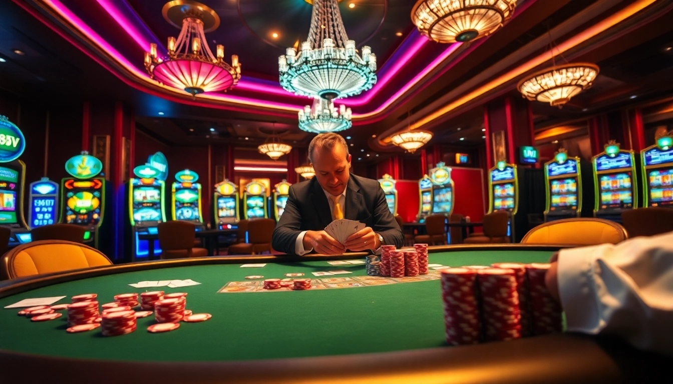 Experience the excitement of high-stakes gambling at 688v poker tables with vibrant chips.