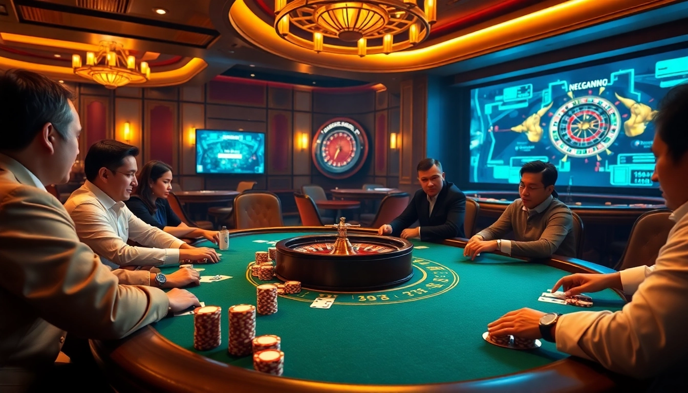 Experience the thrill of Nhà cái 88xx with players at a high-stakes poker table in a luxurious casino setting.