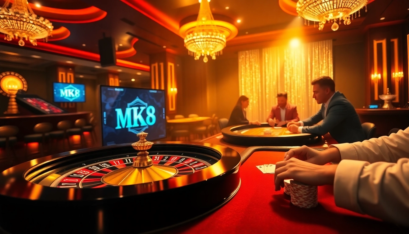 Experience thrilling gameplay at MK8 with vibrant casino elements and eager players.
