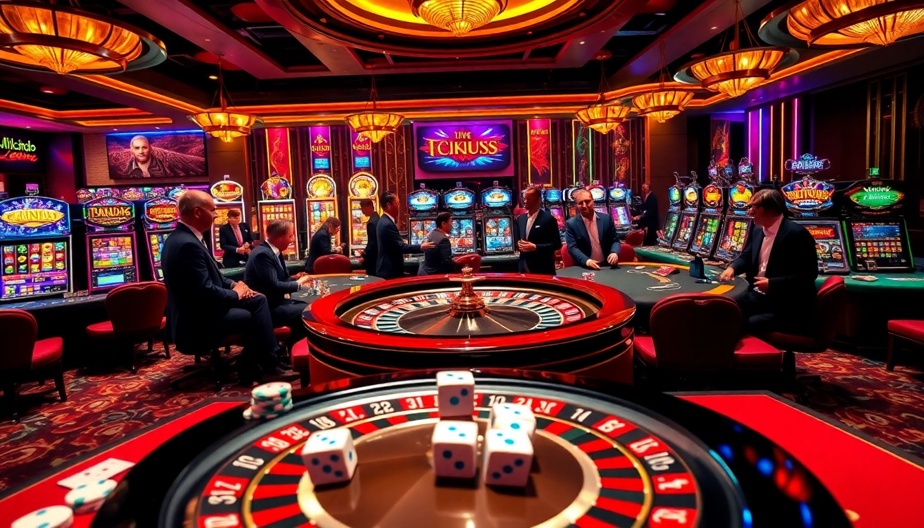 Players engaging at a poker table in a luxurious casino environment on https://rr88co.net/.
