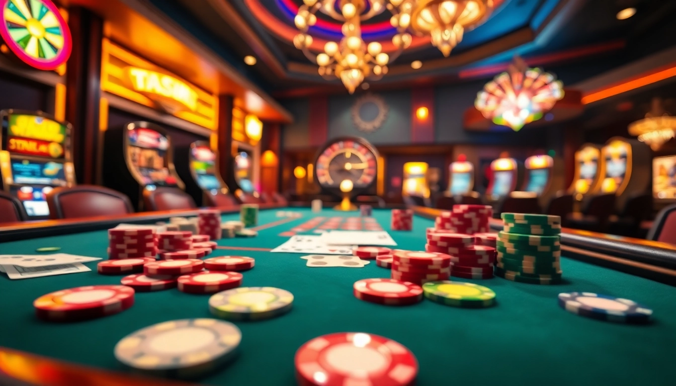 Engage in thrilling casino games at https://kk55.fit/ with vibrant gaming tables and colorful chips.